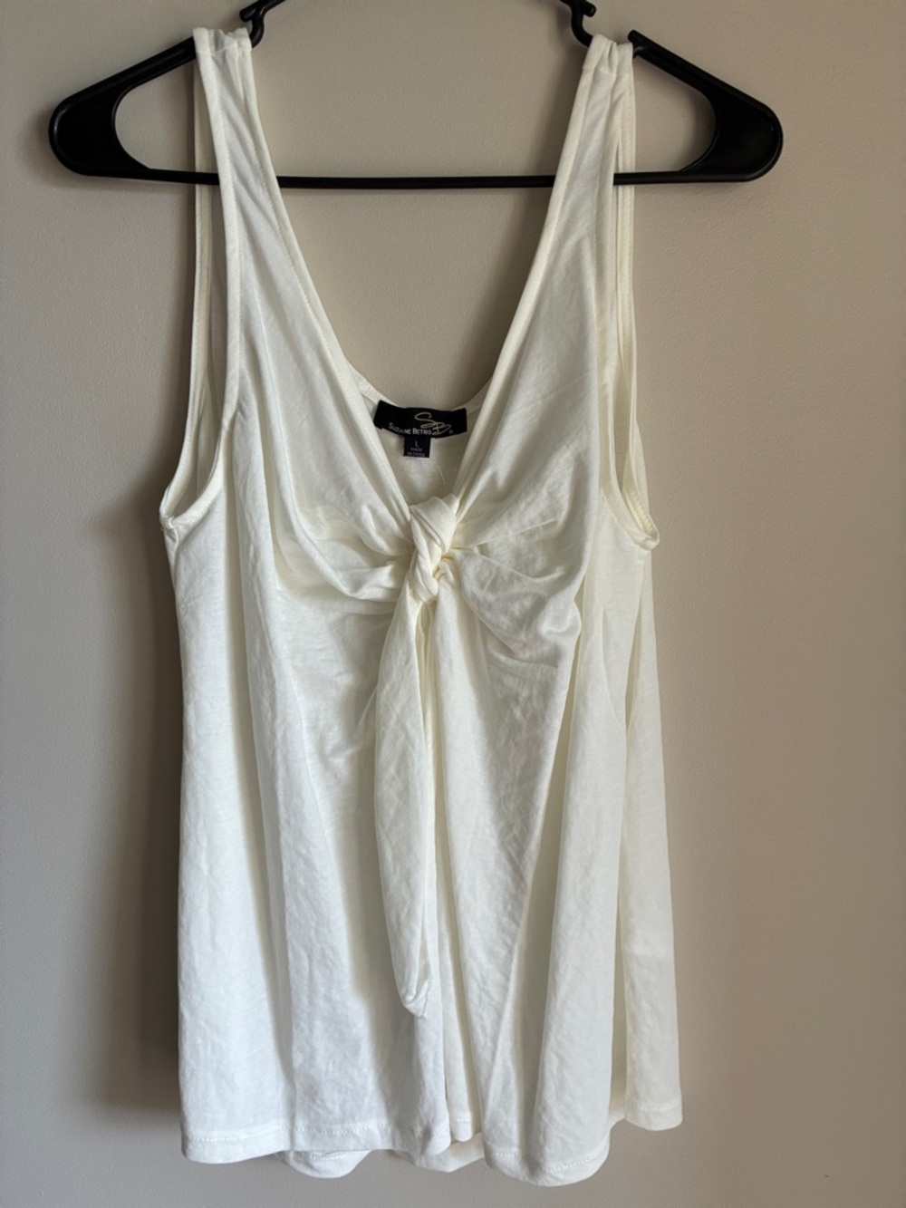 Suzanne Betro Ivory Tie-Front Sleeveless Tank